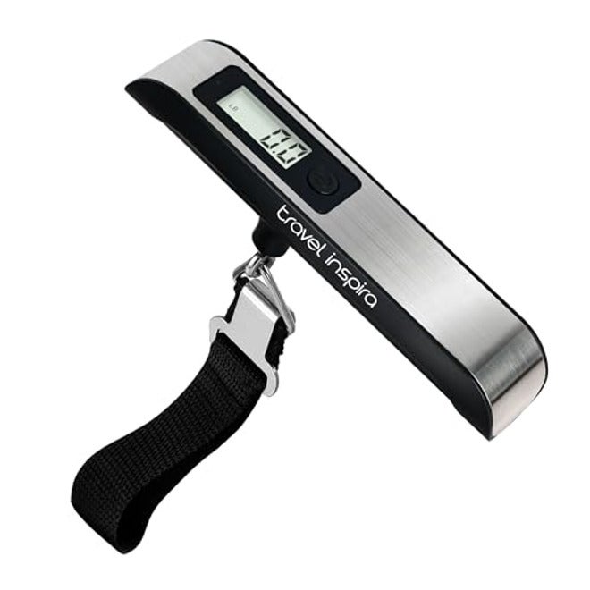 travel inspira Digital Luggage Scale – Portable Hanging Suitcase Weight Scale for Travel, 110 lb Capacity, Backlit LCD Display, Prevents Airport Overweight Fees, Battery Included, Black Stainless - Image 2