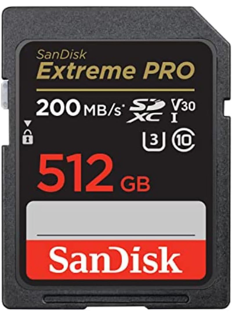 512GB Extreme PRO SDXC card + RescuePRO Deluxe, up to 200MB/s, UHS I, Class 10, U3, V30 SDSDXXD 512G GN4IN - Image 1