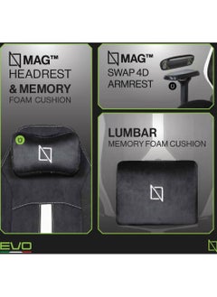 نافو كرسي ألعاب Navodesk Apex Pro Evo Series عالي الظهر، مساند ذراع معدنية قابلة للتبديل من MAG، دعم قطني في 4 اتجاهات، نظام هيدروليكي من الفئة 4، إمالة 155 درجة، قماش HyperSuede، أبيض ثلجي | APEXPR-EVOHS-WT  - Image 3