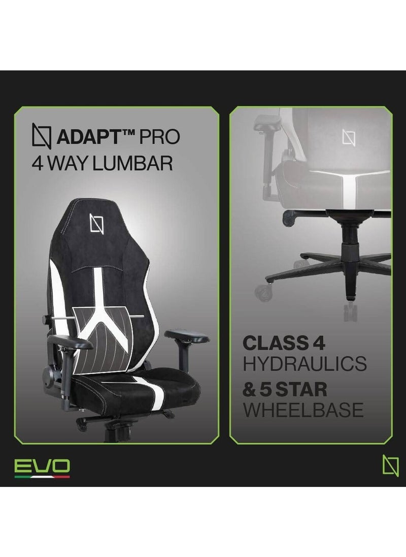 نافو - كرسي ألعاب Navodesk Apex Pro Evo Series عالي الظهر، مساند ذراع معدنية قابلة للتبديل من MAG، دعم قطني في 4 اتجاهات، نظام هيدروليكي من الفئة 4، إمالة 155 درجة، قماش HyperSuede، أبيض ثلجي | APEXPR-EVOHS-WT - Image 1