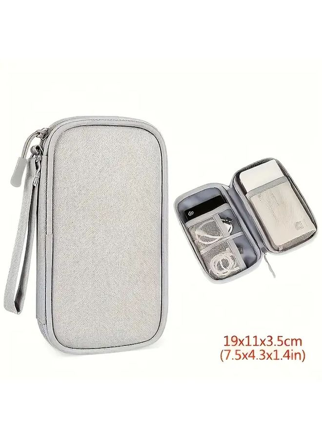 Compact Pink Portable Electronic Storage Bag Lightweight Travel Organizer For Cables Mouse Power Bank Multi Functional Digit Protector With Mesh Pocket Easy To Care Fabric Electronic Storage Travel Case - Image 2