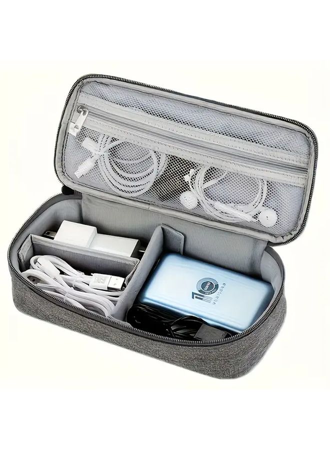 Compact Pink Portable Electronic Storage Bag Lightweight Travel Organizer For Cables Mouse Power Bank Multi Functional Digit Protector With Mesh Pocket Easy To Care Fabric Electronic Storage Travel Case - Image 1