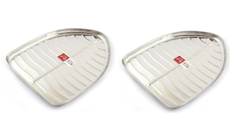 KCL Stainless Steel Leaf Shaped Banana PlatesDinner PlatesLunch Plates 6 Unit Diameter 235 Cms no 00 2 - Image 1