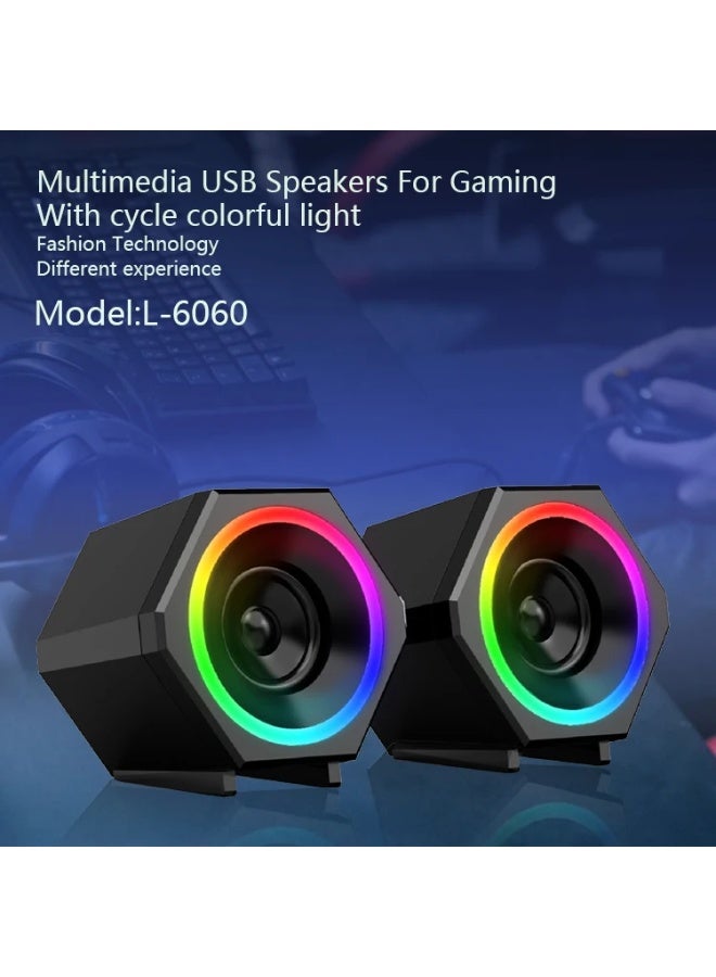 Kisonli L-6060 Wired USB Speaker – Powerful Sound with Modern Illuminated Design for PC and Laptop - Image 4