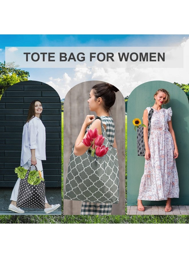 BeeGreen Shopping Bags For Groceries Foldable Reusable Grocery Bags Heavy Duty 6 Pack Cute Holiday Gift Bags Large Bags For Women Cloth Bags With Handles Polyester Tote bag Bulk Gifts - Image 2