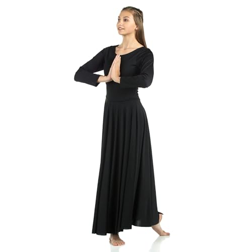 Danzcue فستان دانزكيو للنساء بلياقة فضفاضة بأكمام طويلة وطول كامل، أسود، صغير - Image 5