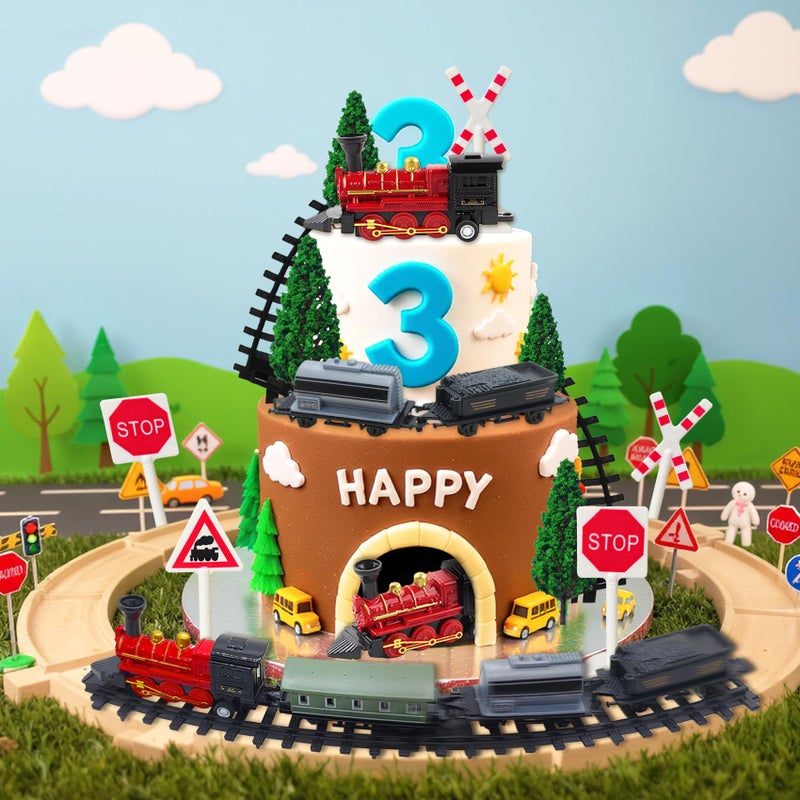 Knana 13Pcs Train Cake Toppers Train Cake Decorations with Train Tracks for Train Party Favors - Image 4