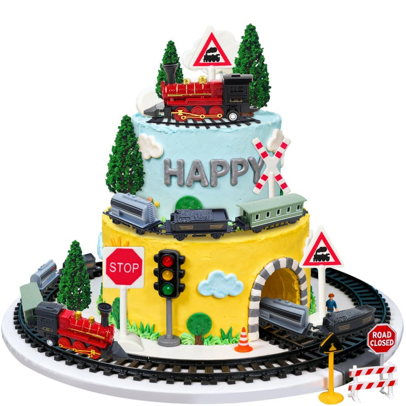 Knana 13Pcs Train Cake Toppers Train Cake Decorations with Train Tracks for Train Party Favors - Image 1