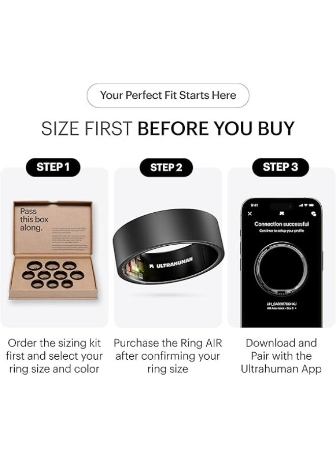 ULTRAHUMAN ULTRAHUMAN Ring AIR - Advanced sleep-tracking wearable, HRV & Temperature Monitoring, Track workout, Matte Grey  - Image 2