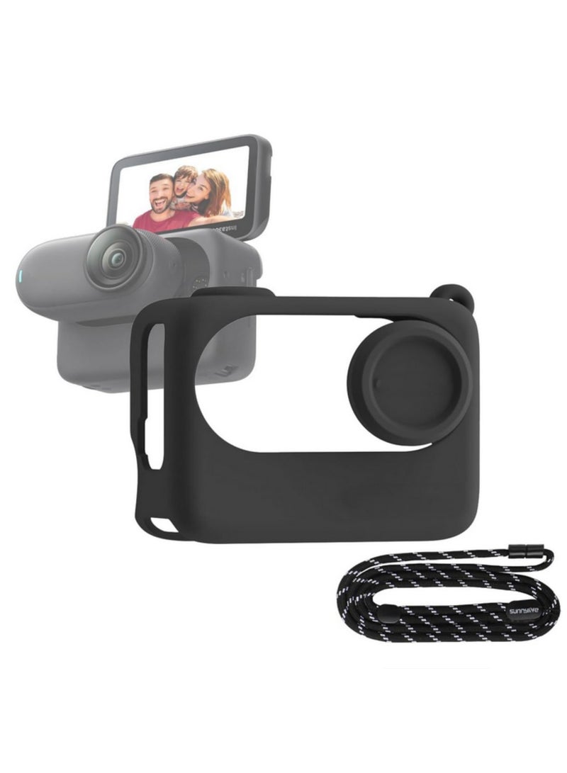 Soft Case with Lens Cap Rubber Shell Silicone Protective Case Housing Protector For Insta360 Go 3S Thumb Camera Accessories Black - Image 1