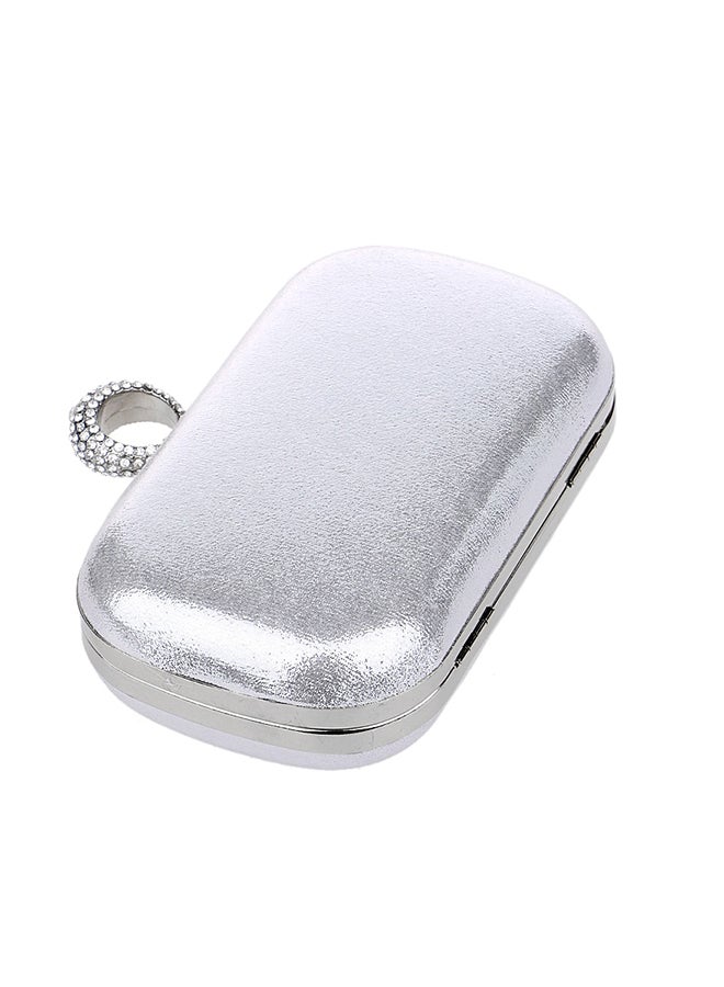 Formal Rhinestone Delicate Ring on Clutch Silver  - Image 3