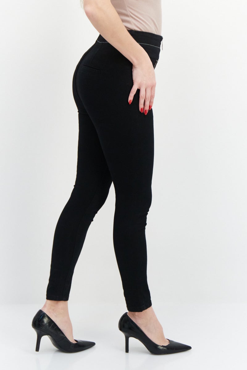 VERO MODA جينز نسائي ضيق مزخرف قابل للتمدد، أسود - Image 2