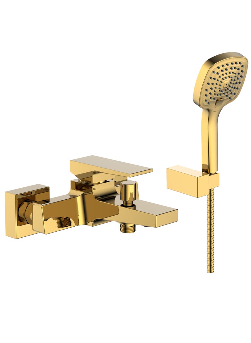 HESANIT Infinity Single Lever Bath Mixer With Hand Shower Set Gold - 8002G - Image 1