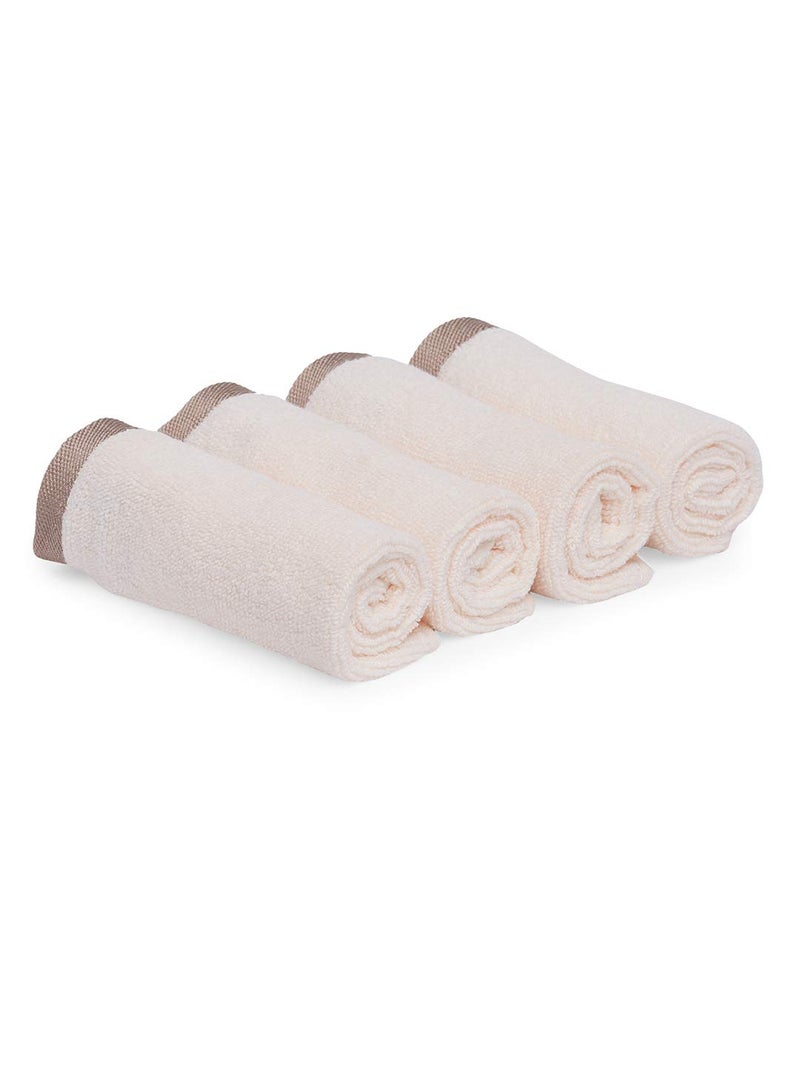 MarkHome 100 Cotton 500 GSM Zero Twist Anti Microbial Treated Simply Soft Face Towel Set of 04 Pcs Ivory - Image 2