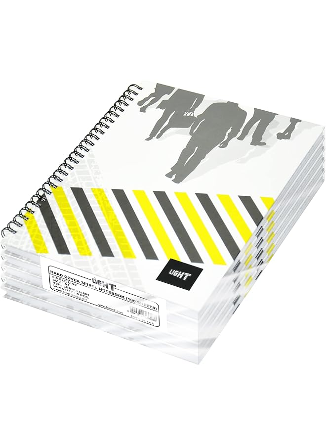 FIS Linbsa41801 Single Line 100 Sheets Spiral Hard Cover Notebook 5 Pieces A4 Size - Image 1