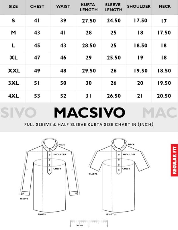 Macsivo Men's Cotton Blend Solid Short Kurta with Mandarin Collar Full Sleeve Button Closure Curved Hem Regular Fit | Kurta for Men Stylish Sky - Image 5