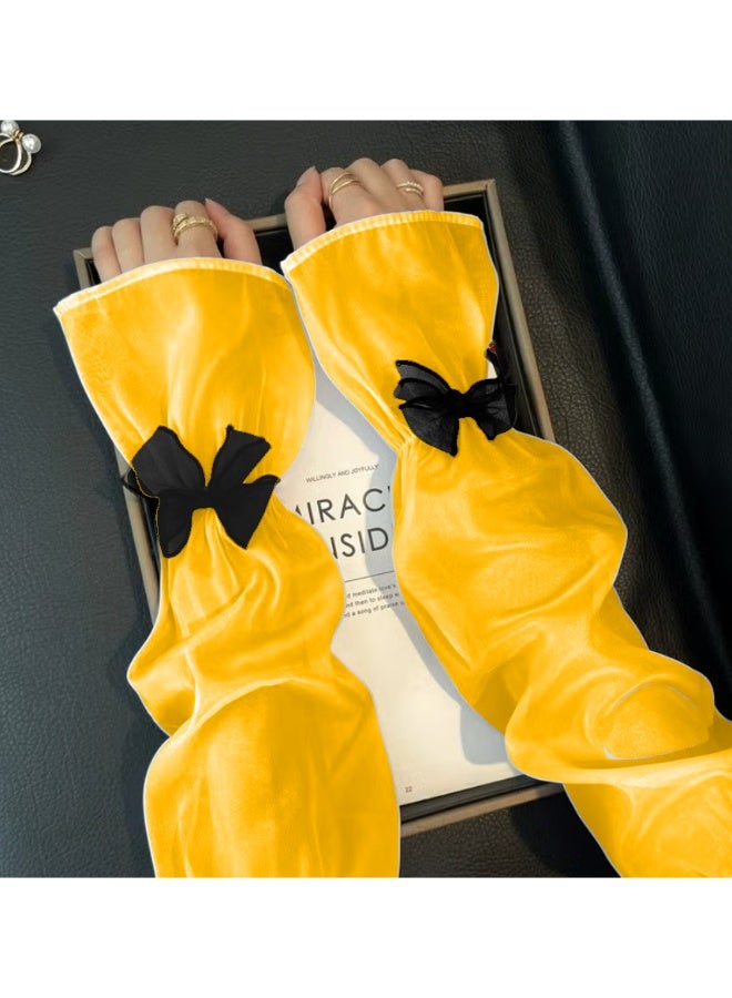 قفازات صيفية بدون أصابع للنساء، قفازات فضفاضة للحماية من الشمس، ربطة عنق رقيقة من الجليد - Image 1