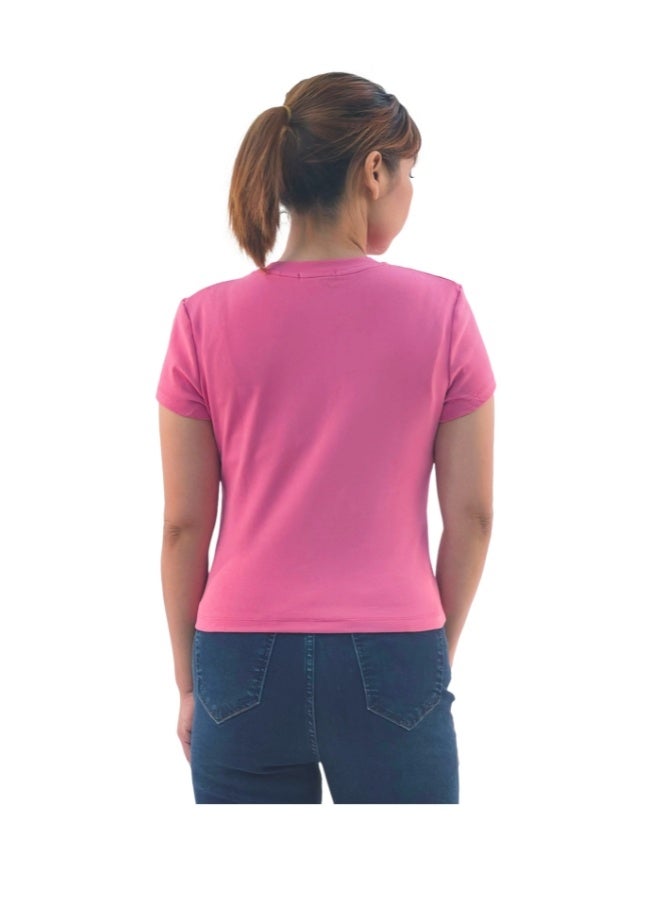 JOANNA JOANNA 193298 Women's Slim Fit Half Sleeve T-Shirt - Pink - Image 3