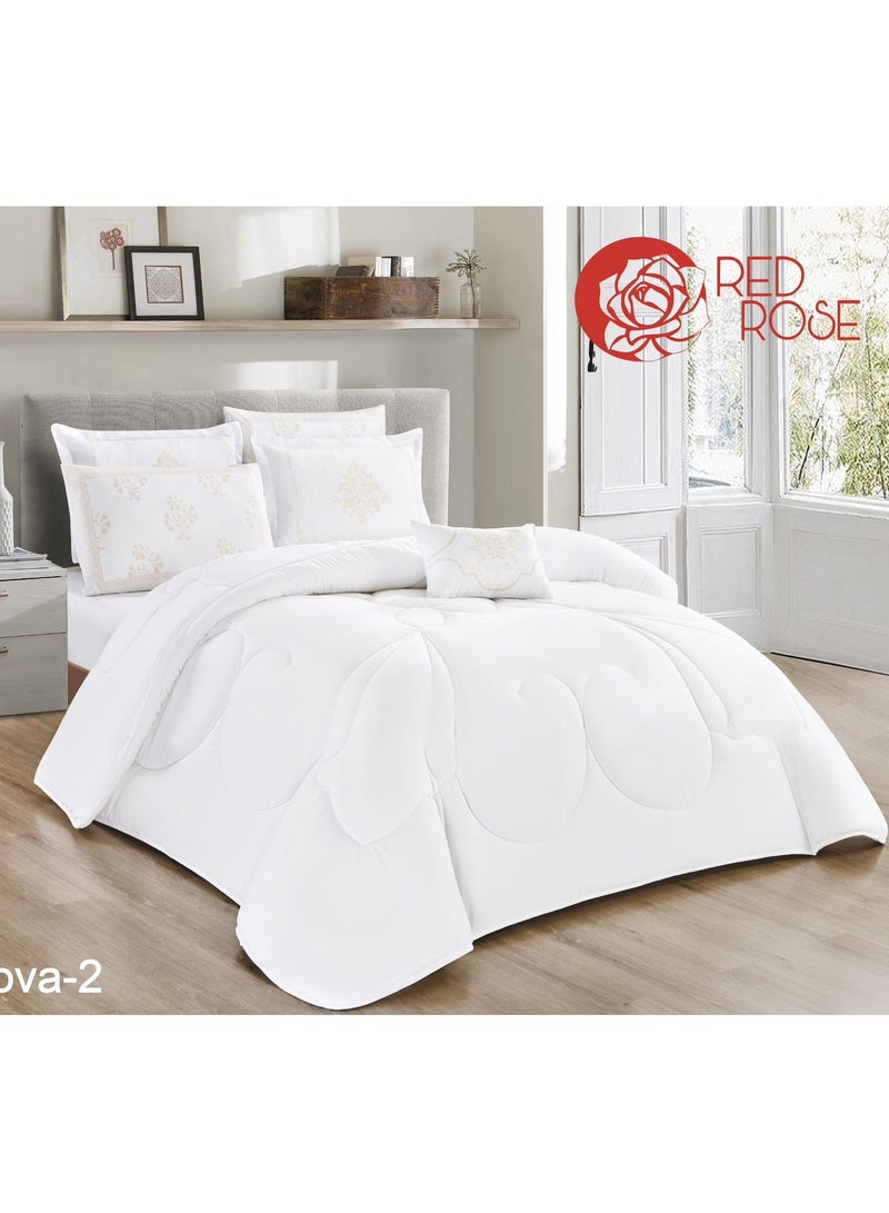 ريد روز طقم لحاف سرير نفرين ومكون من 7 قطع مصنوع من الـمايكروفايبر - مقاس 240 × 260 سم - Image 1