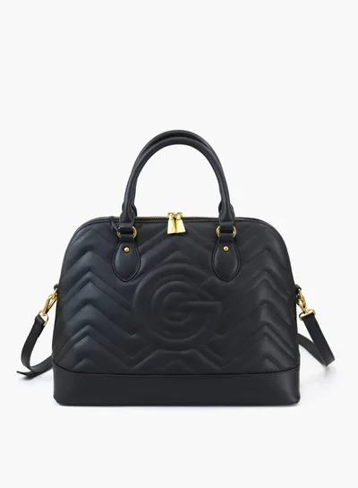 غابرييلا غوتشي Gabriella Gucci Chevron Textured Tote Bag with Top Handles and Zip Closure
