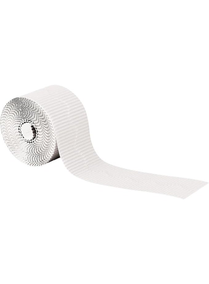 Terabyte Border roll Corrugated Scalloped Borderette Border For School Displays, Classroom Decorations and Bulletin Boards Tape White - Image 2