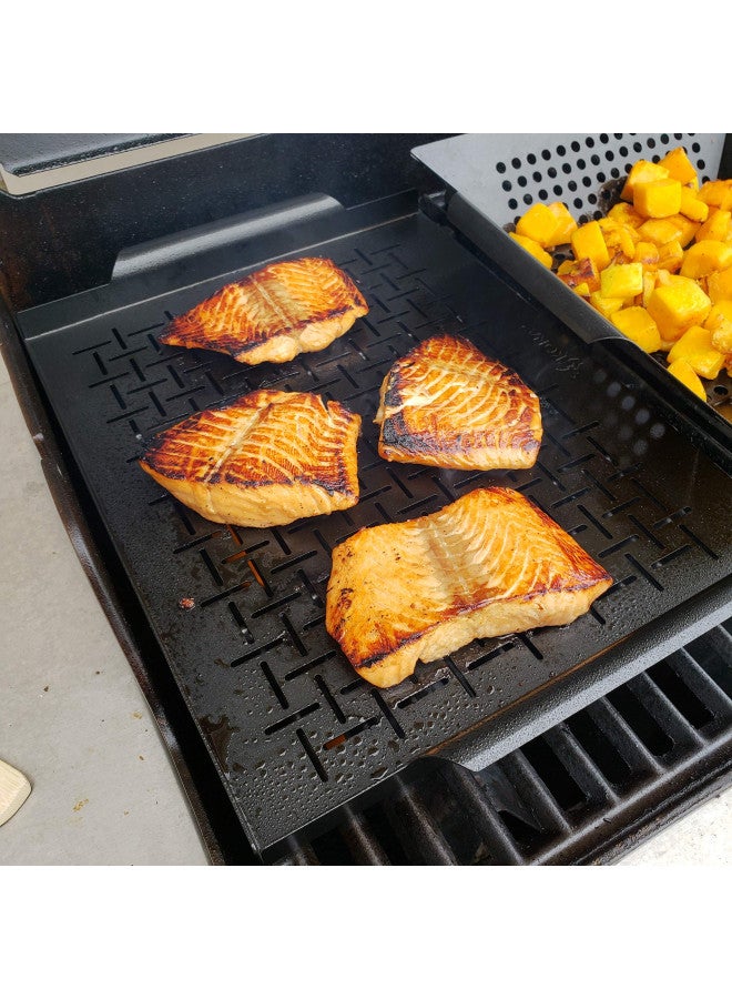 Kona Grill Tray - Heavy Duty BBQ Grilling Pan Will Never Warp & Enameled For Easier Cleaning - BBQ Accessory For Fish, Vegetables, Kabobs - 16x12 x1 inch - Image 4