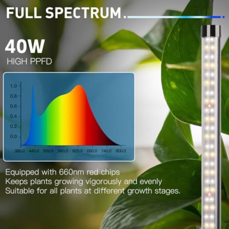 مصباح ضوء النمو LED ذو الطيف الكامل لزراعة النباتات، موديل 3 – قابل للتخفيف من السطوع، مع توقيت تلقائي للتشغيل/الإيقاف، موديلات 3/9/12 – - Image 3
