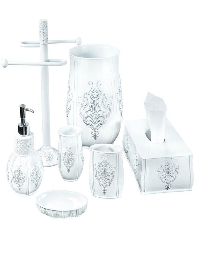 Creative Scents Vintage White Hand Soap Dispenser for Bathroom - Decorative antiquated Lotion Dispenser with Durable Pump, Elegant French Fleur de lis Style Liquid Soap Dispenser for Bathroom Decor - Image 5