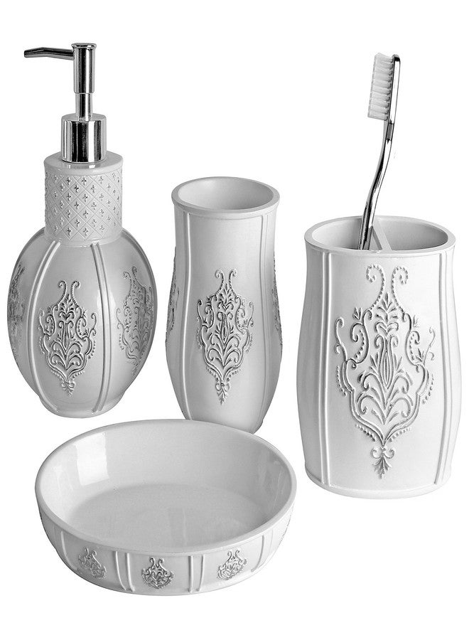 Creative Scents Vintage White Hand Soap Dispenser for Bathroom - Decorative antiquated Lotion Dispenser with Durable Pump, Elegant French Fleur de lis Style Liquid Soap Dispenser for Bathroom Decor - Image 4