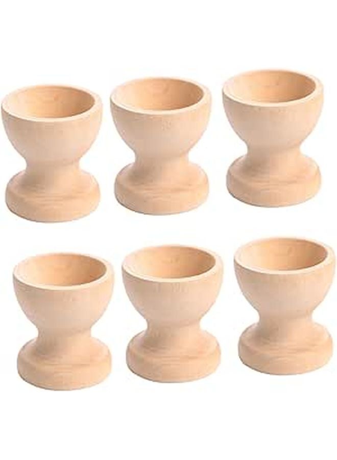 Wooden Egg Holder Set Of 6 Natural Wood Kitchen Counter Fridge Storage For Cooking Serving - Image 1