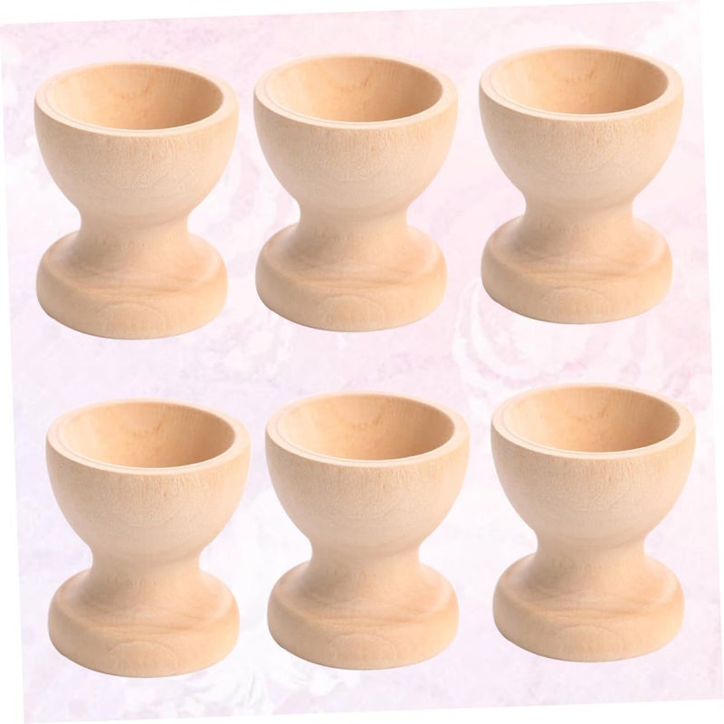 Wooden Egg Holder Set Of 6 Natural Wood Kitchen Counter Fridge Storage For Cooking Serving - Image 4