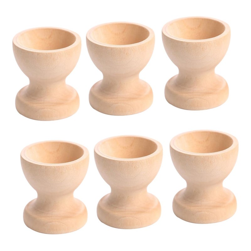 Wooden Egg Holder Set Of 6 Natural Wood Kitchen Counter Fridge Storage For Cooking Serving - Image 2