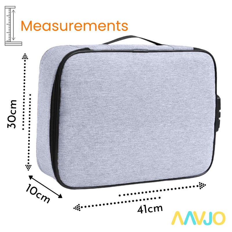 Aavjo A4 Size Document File Folder Storage Bag | Multilayer Docs Organiser with Lock Waterproof - Large (Grey) - Image 2