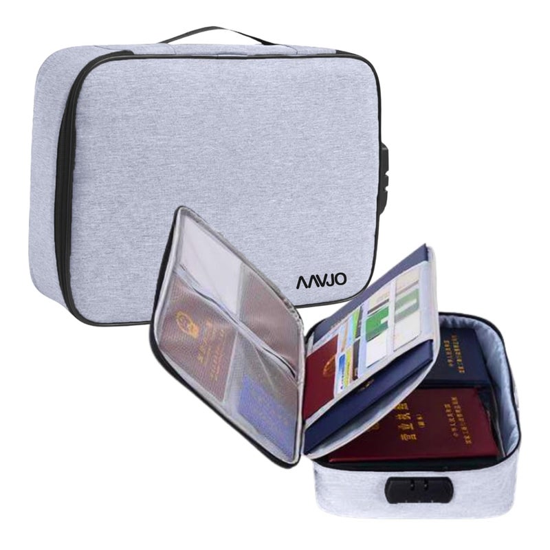 Aavjo A4 Size Document File Folder Storage Bag | Multilayer Docs Organiser with Lock Waterproof - Large (Grey) - Image 1