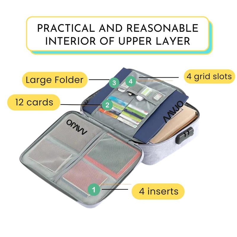 Aavjo A4 Size Document File Folder Storage Bag | Multilayer Docs Organiser with Lock Waterproof - Large (Grey) - Image 4