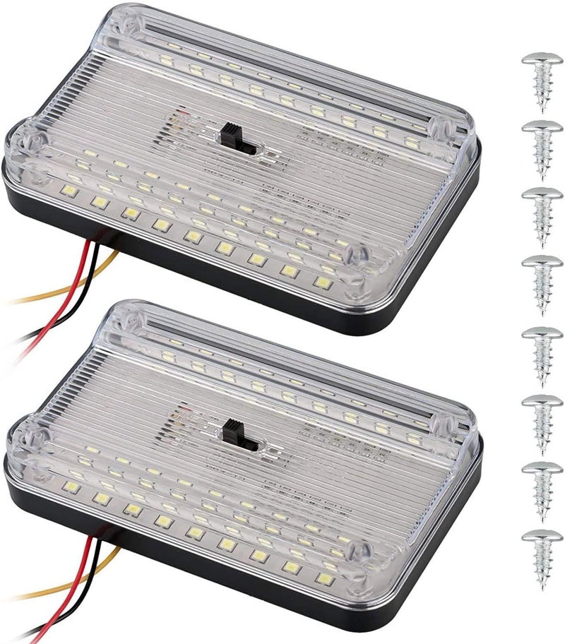 لينكهود 2-قطعة DC 12V 36 LED لمبة داخلية للس��ارة والشاحنة والمركبة الأوتوماتيكية للسقف والسقف الداخلي بيضاء مع مفتاح تشغيل/إيقاف للسيارات والفانات والفانات الكامبينية وسيارات الأجرة - Image 1