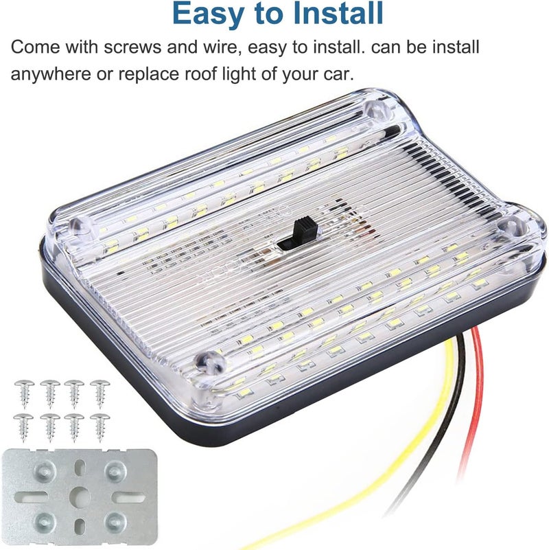 لينكهود 2-قطعة DC 12V 36 LED لمبة داخلية للس��ارة والشاحنة والمركبة الأوتوماتيكية للسقف والسقف الداخلي بيضاء مع مفتاح تشغيل/إيقاف للسيارات والفانات والفانات الكامبينية وسيارات الأجرة - Image 5