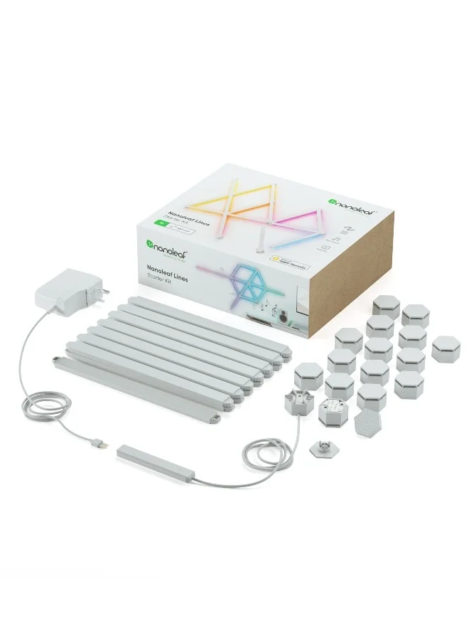 Nanoleaf Lines Starter Kit - 15 Pack - Smart WiFi LED Light System w/ Music Visualizer, Instant Wall Decoration, Home or Office Use, 16M+ Colors, Low Energy Consumption | Gaming Lights