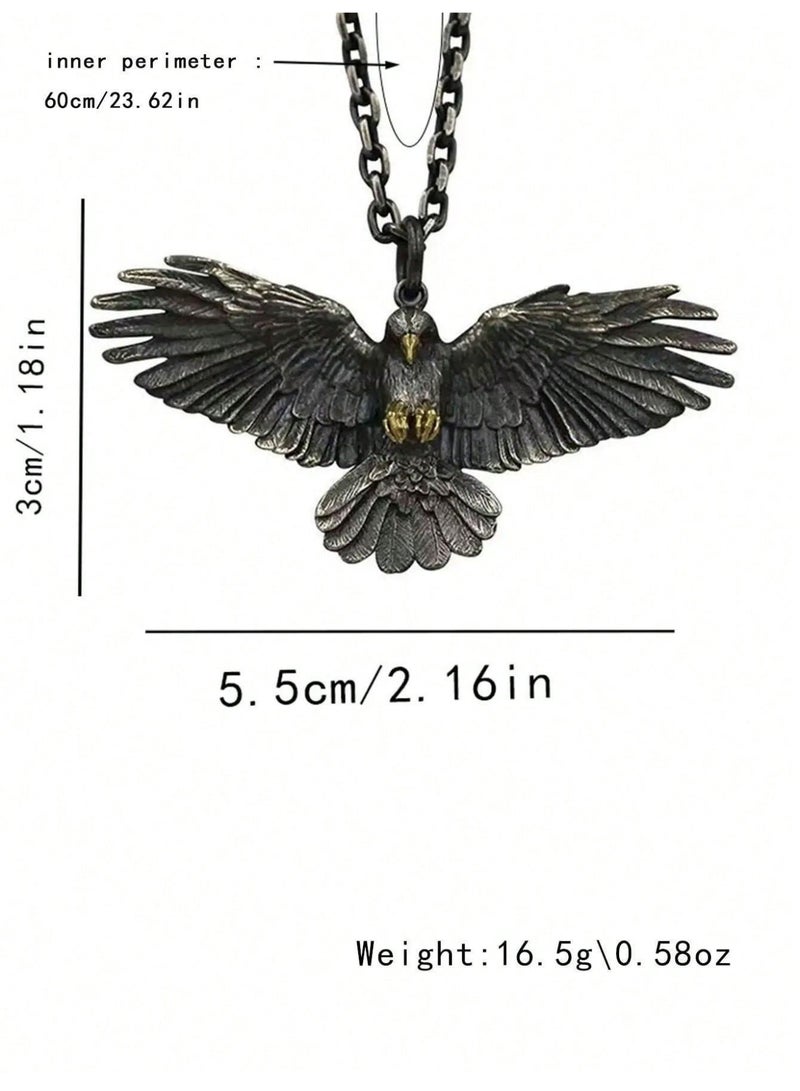 Eagle Falcon Pendant Necklace with Spread Wings Design - Image 2