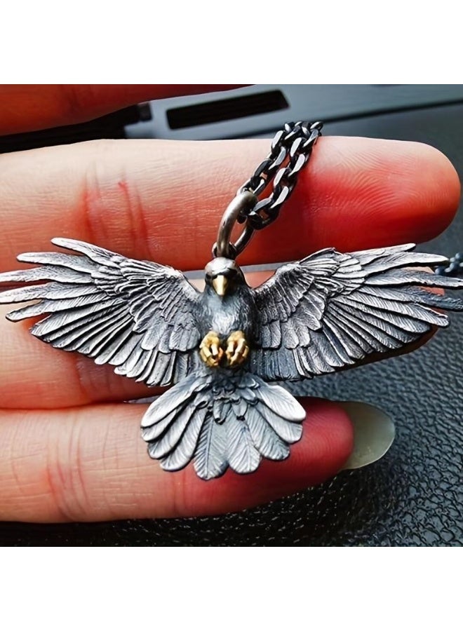 Eagle Falcon Pendant Necklace with Spread Wings Design - Image 4