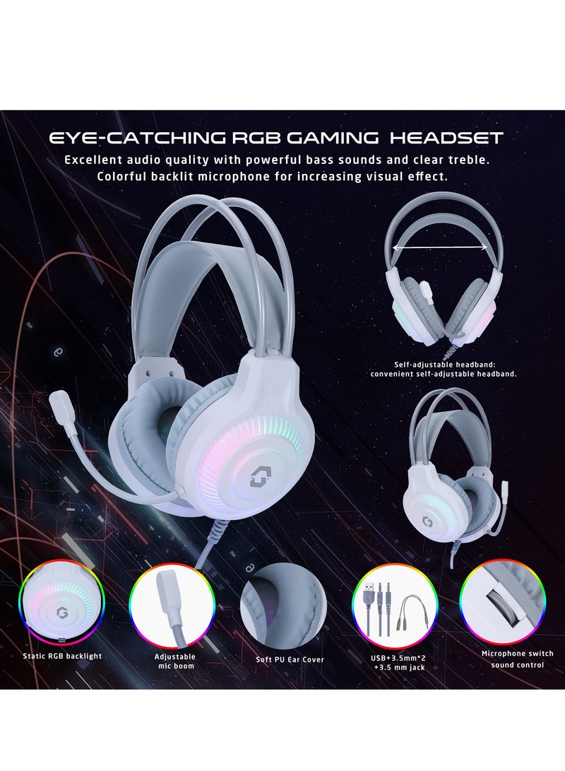 GAMEON All-In-One Gaming Bundle, Keyboard, Headset, Mouse & Mousepad - GO-CYPHERW-XL-W | White - Image 4