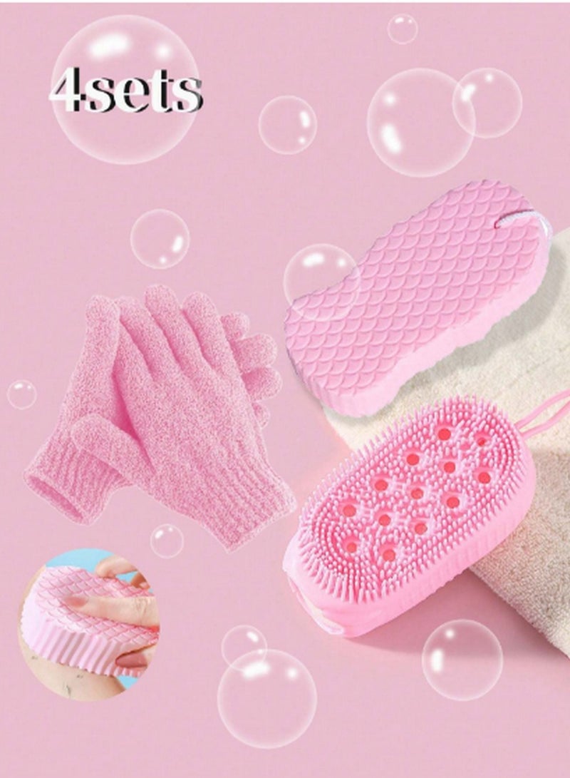 4-Piece Exfoliating Bath Set – Ultimate Deep Cleansing  Skin Renewal for a Spa-Like Shower Experience - Image 1