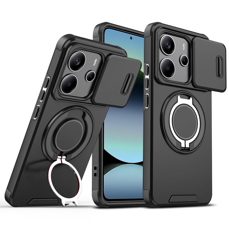 erorex For Redmi Note 14 4G 164.84mm Sliding Camshield Ring Holder Phone Case(Black) - Image 1