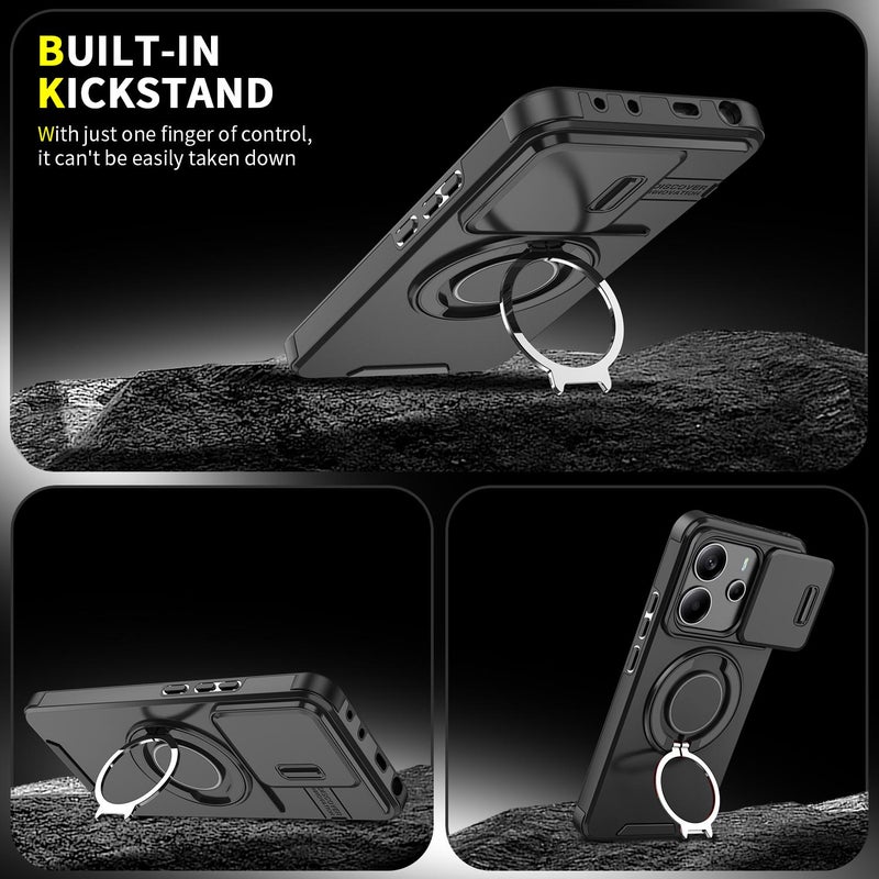 erorex For Redmi Note 14 4G 164.84mm Sliding Camshield Ring Holder Phone Case(Black) - Image 4