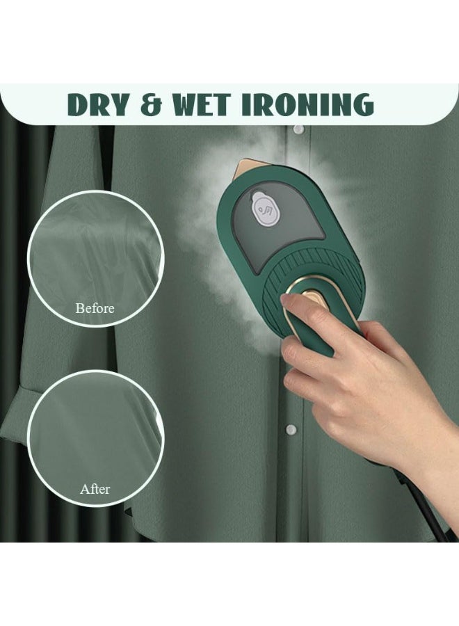 MUMO Portable Handheld Garment Iron, Rotary Garment Iron, Dry and Wet Electric Irons, 10S Fast Heating Travel Steamer for Clothes, Wrinkle Remover Steamer, Mini Steam Irons for Home Travel (Green) - Image 4