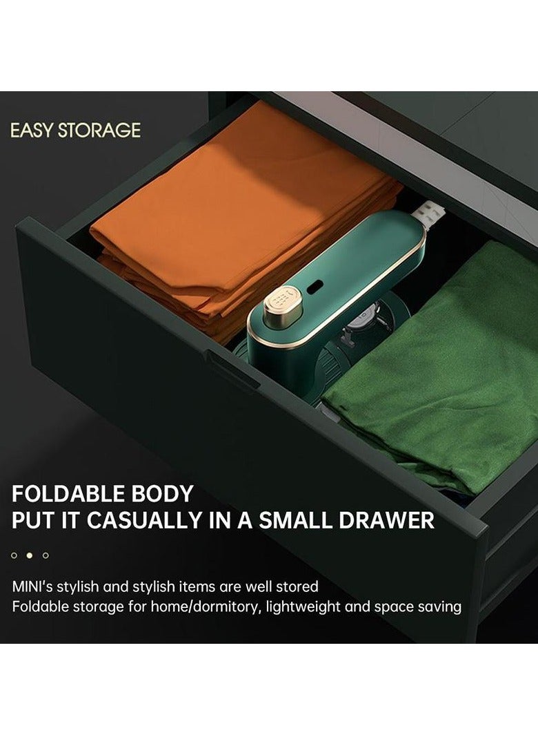 MUMO Portable Handheld Garment Iron, Rotary Garment Iron, Dry and Wet Electric Irons, 10S Fast Heating Travel Steamer for Clothes, Wrinkle Remover Steamer, Mini Steam Irons for Home Travel (Green) - Image 5