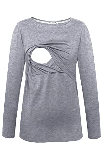 Smallshow Womens 3 Pcs Maternity Nursing Tops Breastfeeding Clothes NavyBlackGrey Large - Image 3
