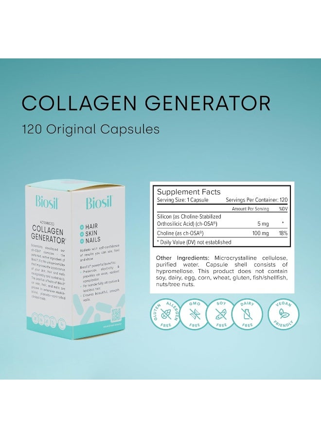 BIOSIL - 120 Vegan Capsules - With Patented Ch-Osa Complex - Increase Collagen Production For Beautiful Hair, Skin & Nails - Gmo Free - 120 Servings - Image 2
