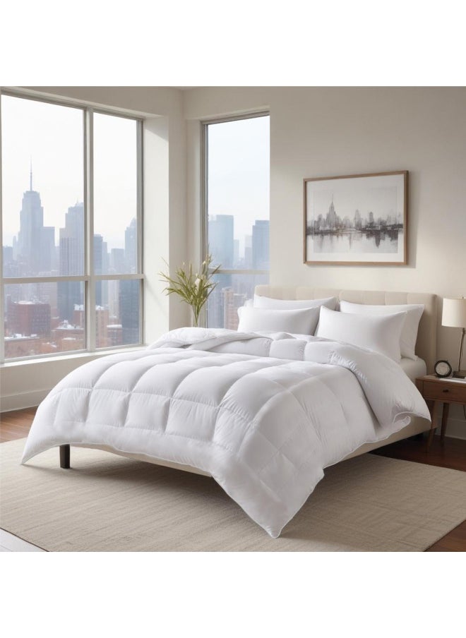 Rest - Classic Bedding Comforter Duvet Insert White Microfiber All Seasonal Quilted Comforter Stitched Quilting Duvet With White Cord Easycare Duvet (240X260Cm) - Image 1