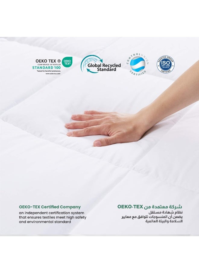 Rest - Classic Bedding Comforter Duvet Insert White Microfiber All Seasonal Quilted Comforter Stitched Quilting Duvet With White Cord Easycare Duvet (240X260Cm) - Image 1